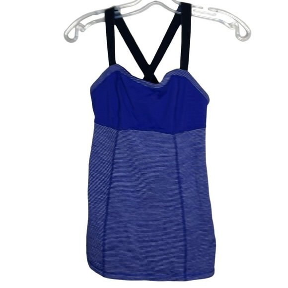 𝅺LULULEMON Run: Catch Me Tank Tonka Stripe Pigment Blue - Picture 1 of 6